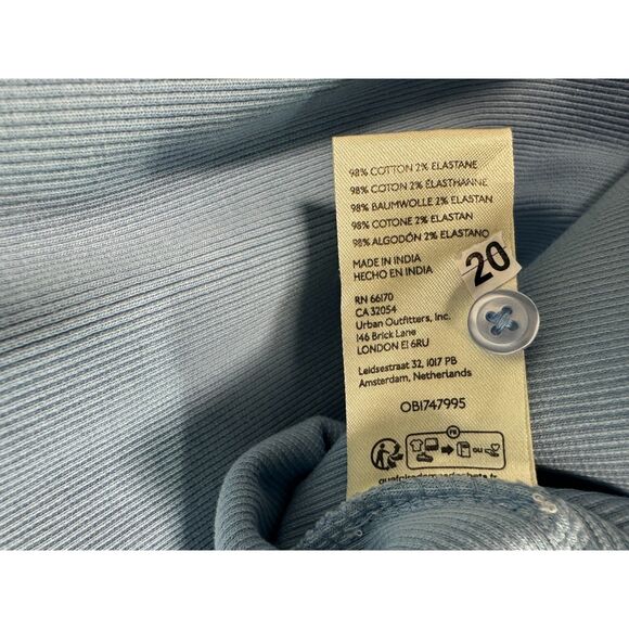 Maeve Anthropologie Blue Ribbed 3/4 Sleeve Placket Blouse Size XL - Picture 6 of 7